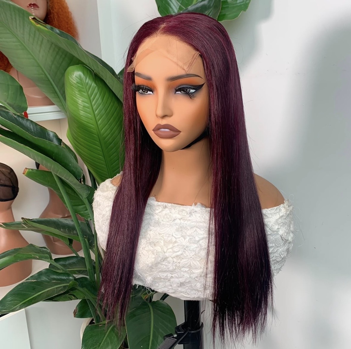 Vibrant curly red wig